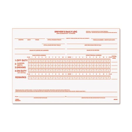 Rediform Office Product Rediform, Driver's Daily Log, 7 7/8 X 5 1/2, Duplicate With Carbons, 31PK 6K681